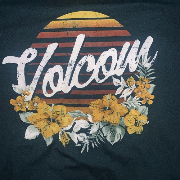 Volcom Emerald Green Forest Pine Sunset Bloom Floral Graphic Tee - Picture 2 of 16